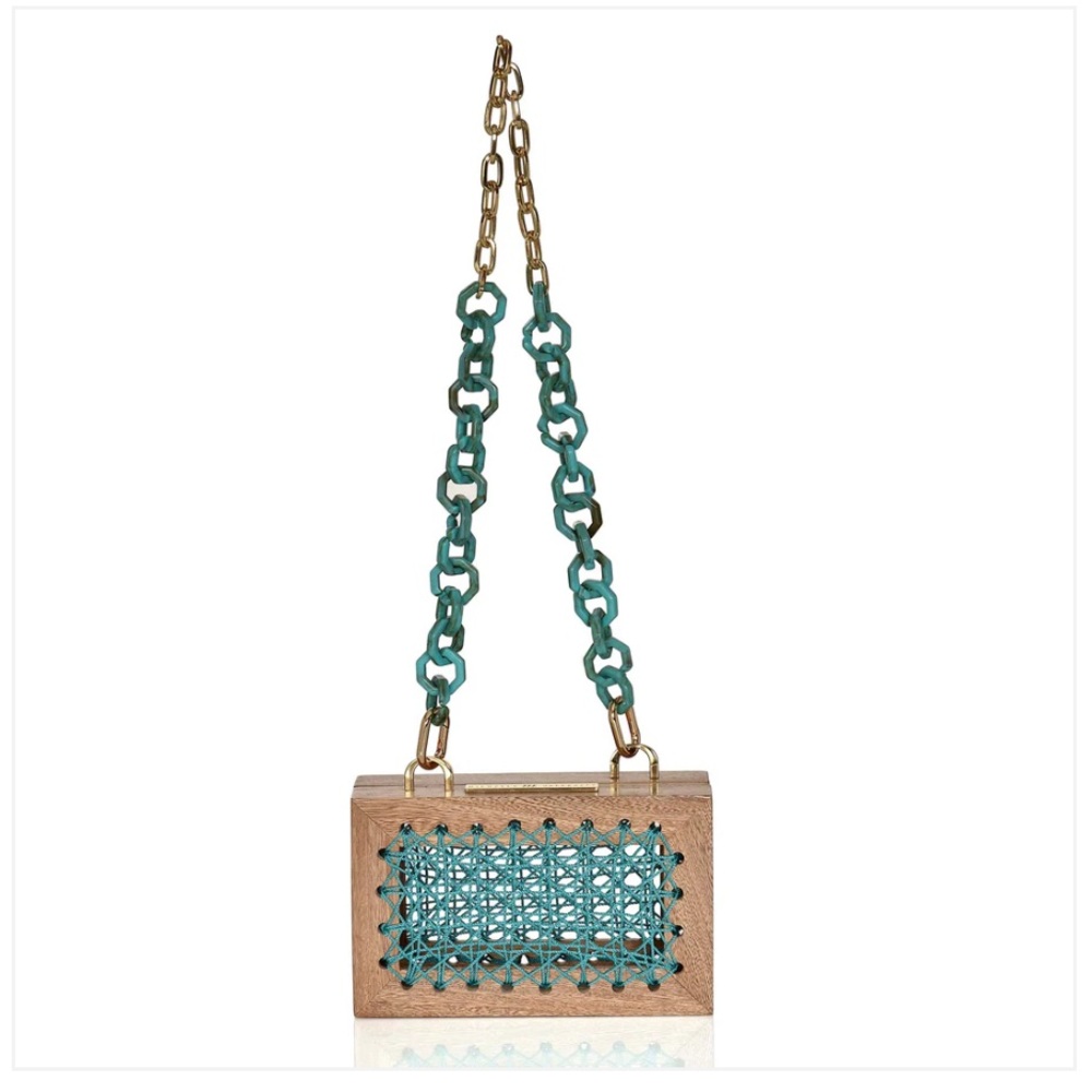 MICHELLE DACCARETT 
Rose Natural Aqua purse